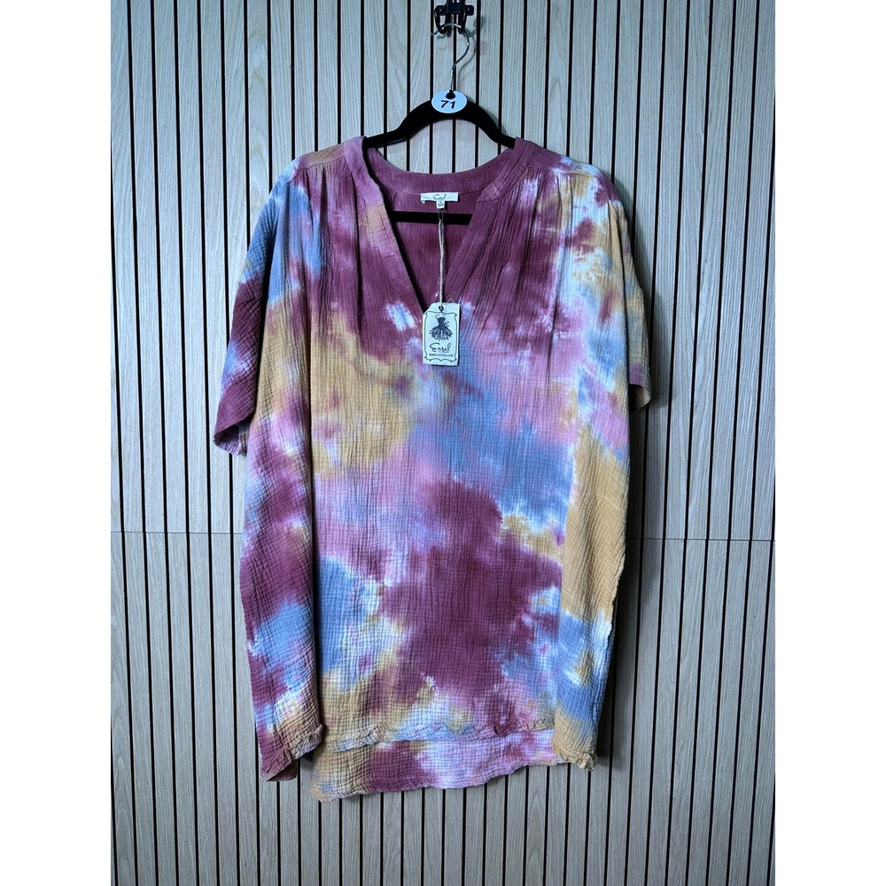 071 Easel Los Angeles Women Tie Dye Cotton Gauze Tunic Top (Medium, NWT)
